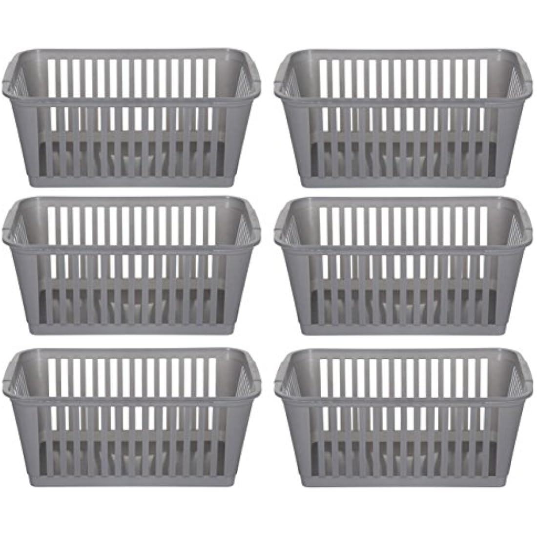 Jolof Store Silver Plastic Handy Storage Baskets, 25 cm - Pack of 6
