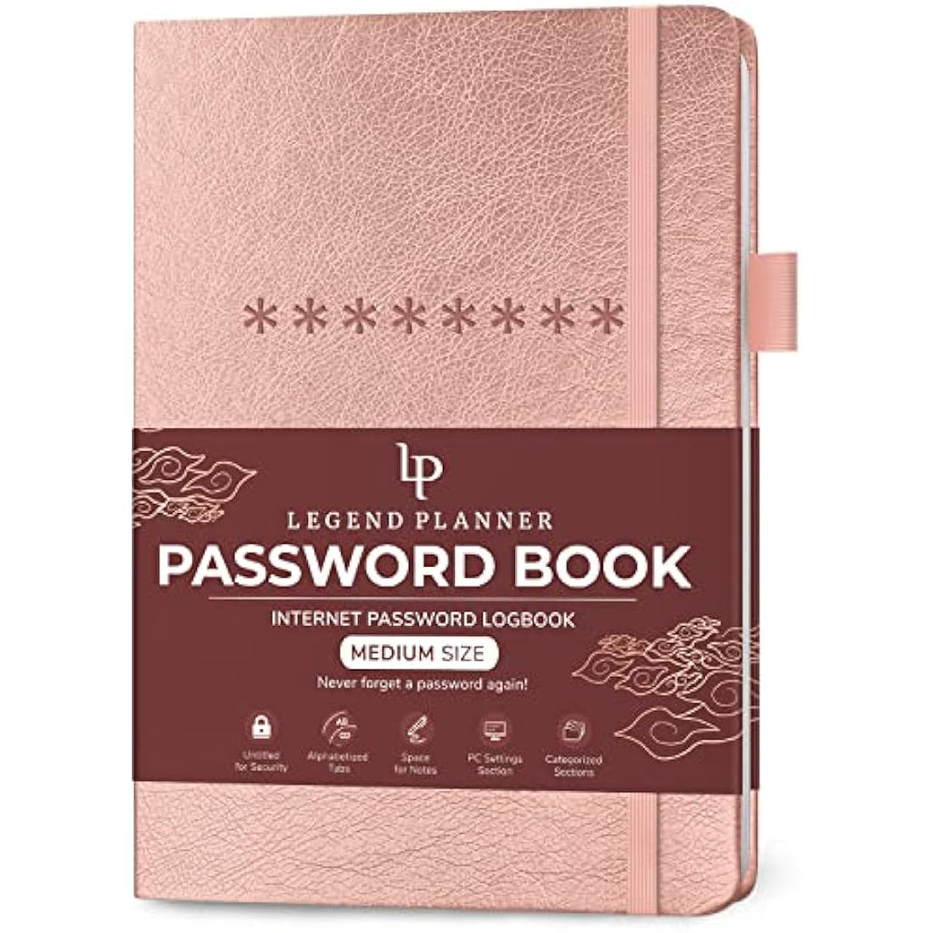 Password Book with Alphabetical Tabs - Rose Gold Planner