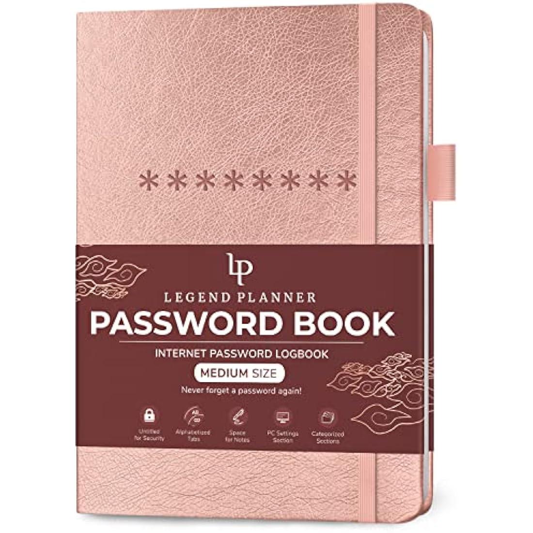 Password Book with Alphabetical Tabs - Rose Gold Planner