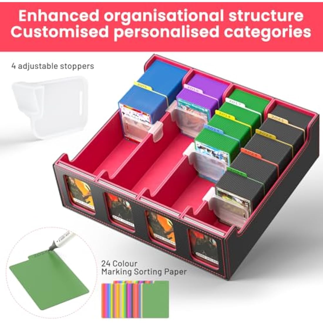 Hot Bee MTG Card Storage Box | 2400+ Deck Case PU Leather - Red
