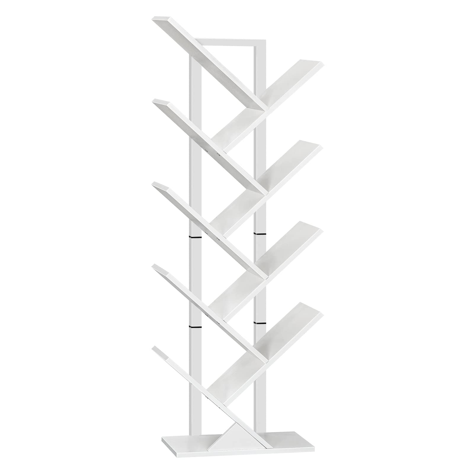 HOOBRO 9-Tier Tree Bookshelf | Tall Floor Standing Bookcase, White