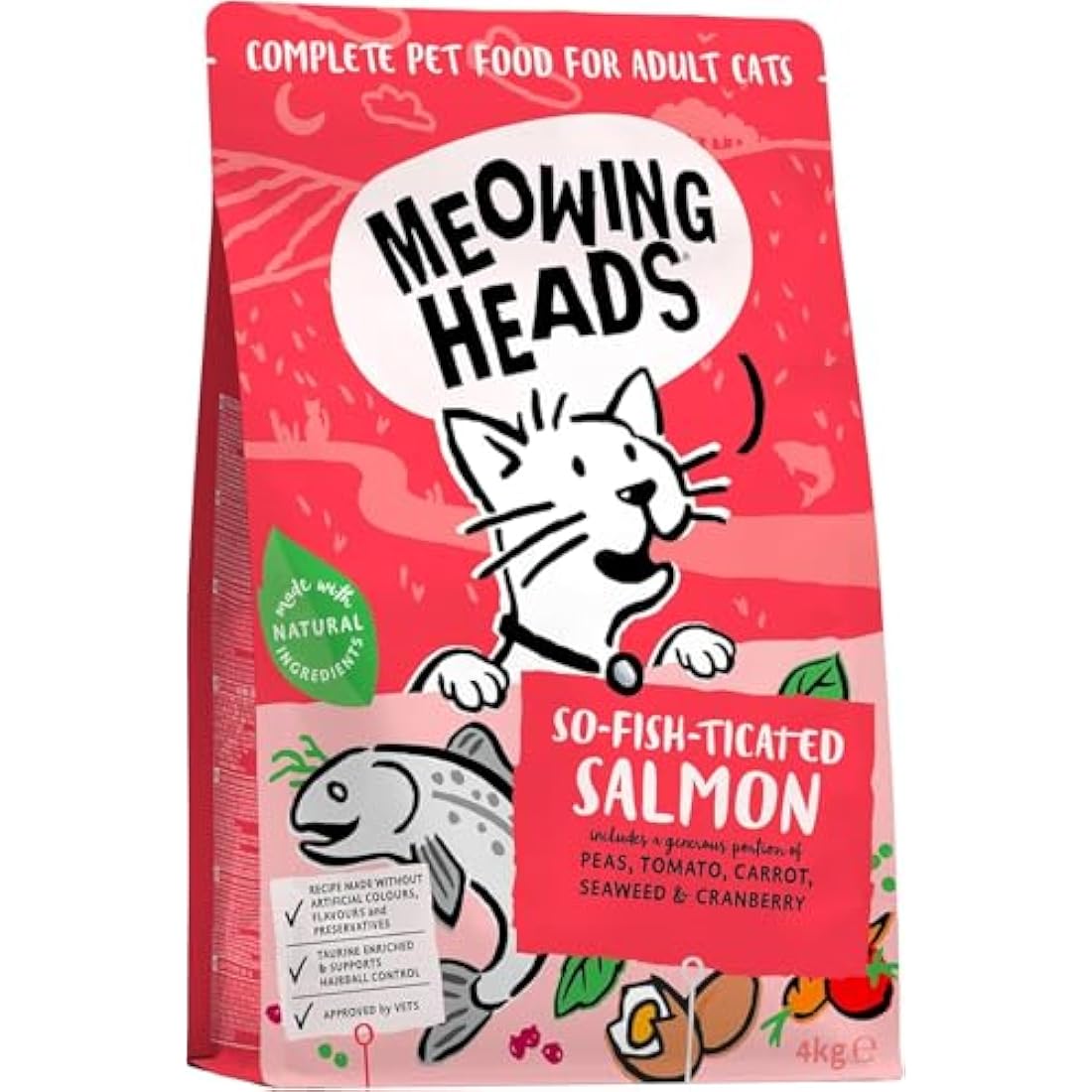 Meowing Heads So-fish-ticated Salmon Dry Cat Food - 4kg Natural Kibble