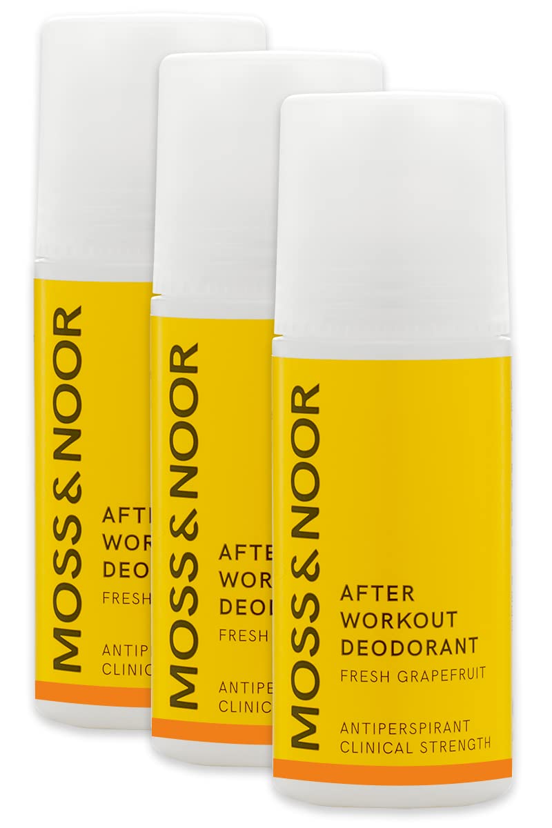 Moss & Noor After Workout Deodorant – Fresh Grapefruit Roll-on, 3-Pack