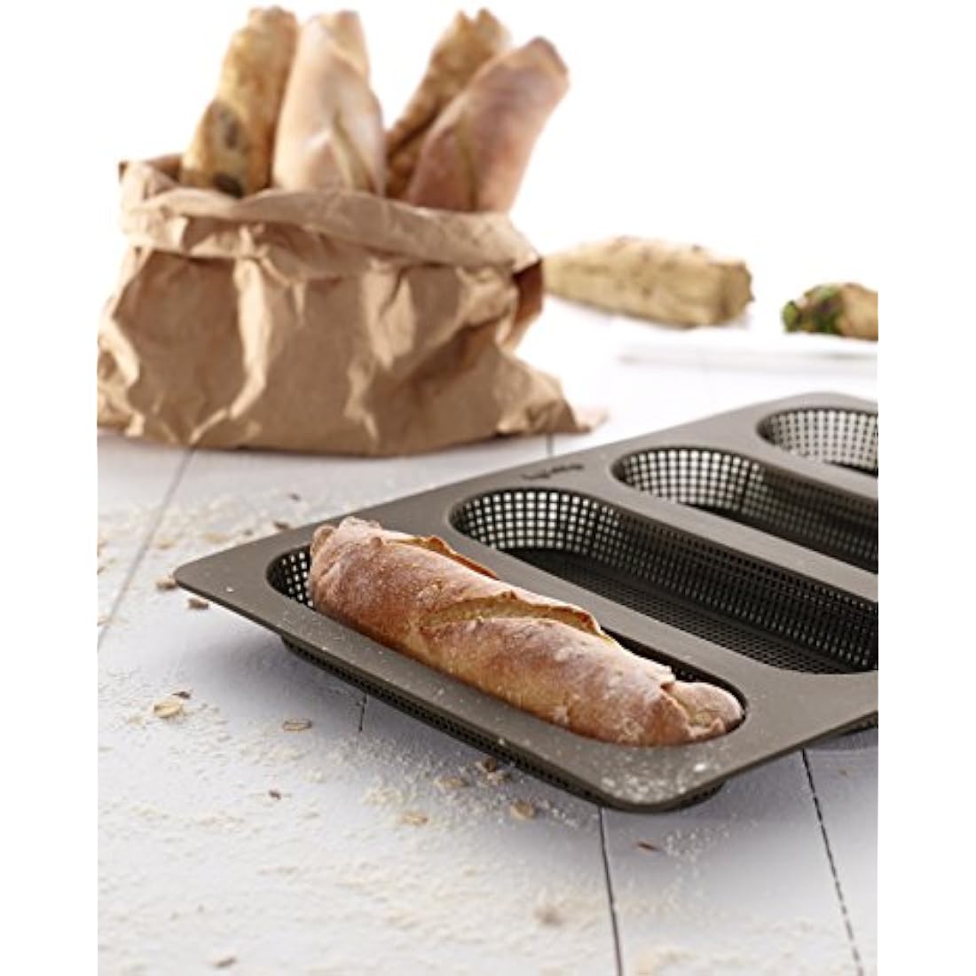 Lékué Silicone Homemade Bread Maker Kit with Mini Baguette Moulds