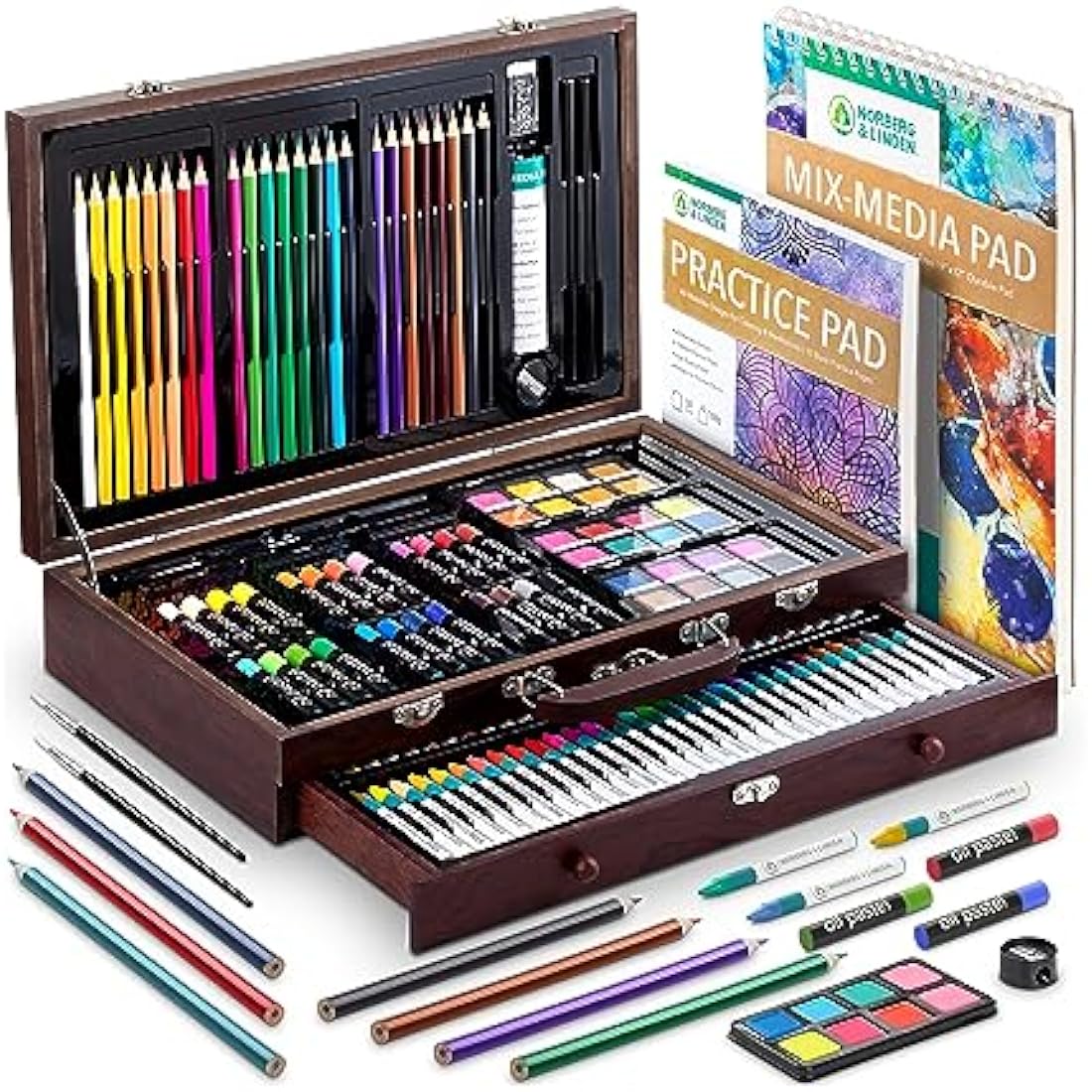 Norberg & Linden 144-Piece Professional Art Set in Deluxe Wooden Box
