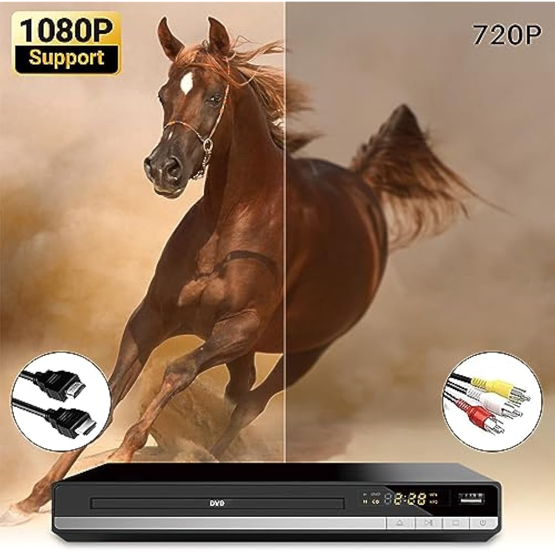 OKYUK Region Free DVD Player | 1080P HD Upscaling with HDMI & RCA Cables