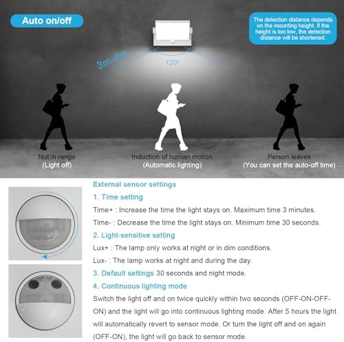 Klighten 24W Motion Sensor Wall Light – Swiveling IP65 Aluminum LED Lamp