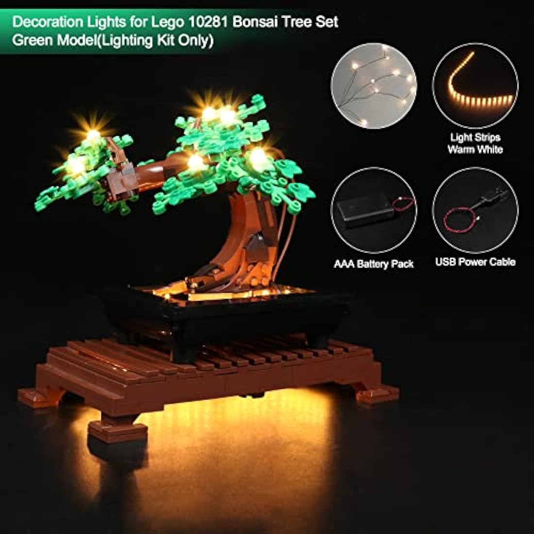LocoLee LED Lighting Kit for Lego 10281 Bonsai Tree – USB Powered
