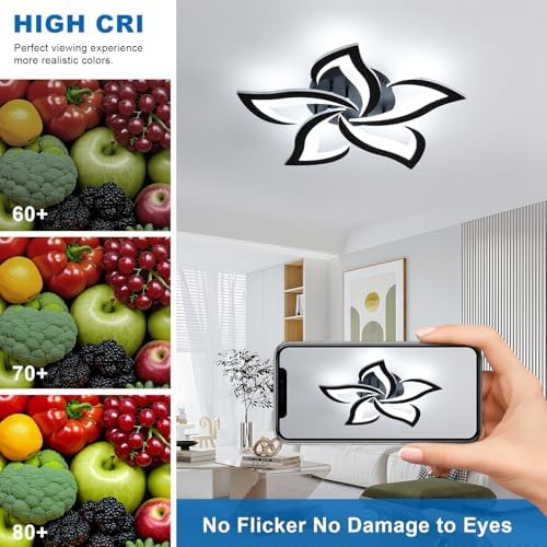 Comely Modern Petal LED Ceiling Light | 60W 6750LM Black Chandelier