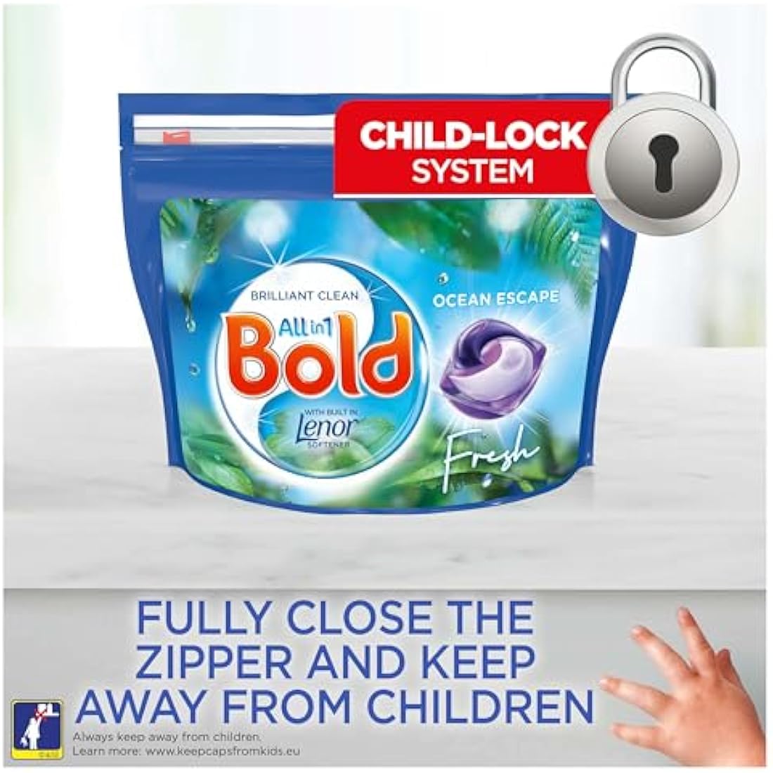 Bold All-in-1 Pods Laundry Detergent Capsules, Ocean Escape, 128 Washes