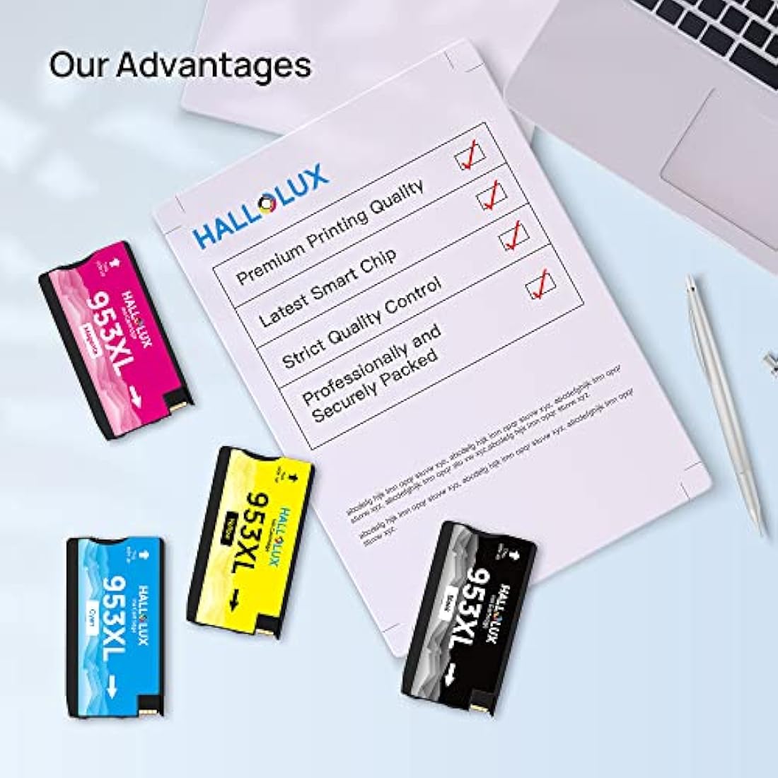 HALLOLUX 953XL Remanufactured Ink Cartridges for HP Officejet Pro (4-Pack)