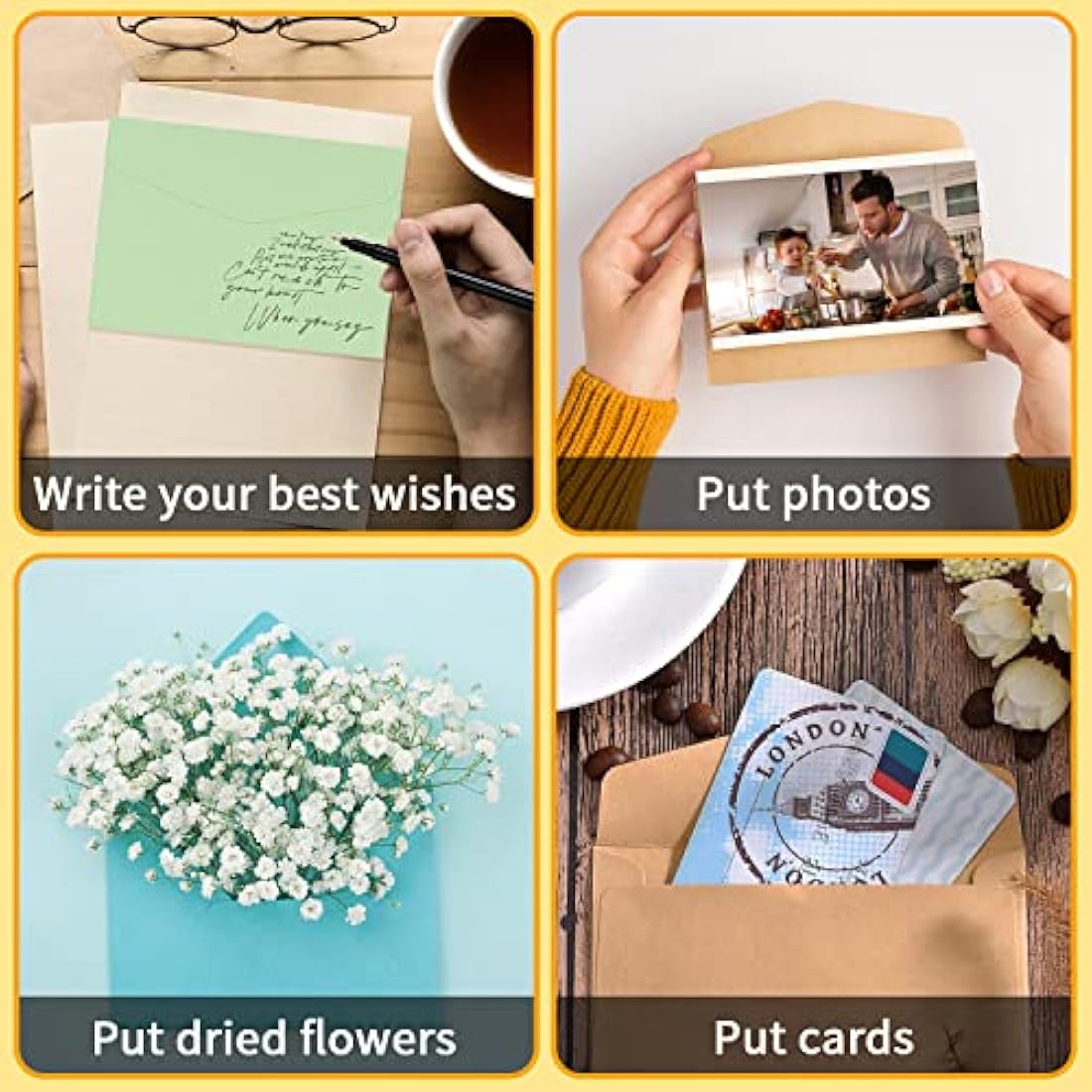60 Pcs Mini Colored Envelopes – Tiny DIY Cardboard Envelopes