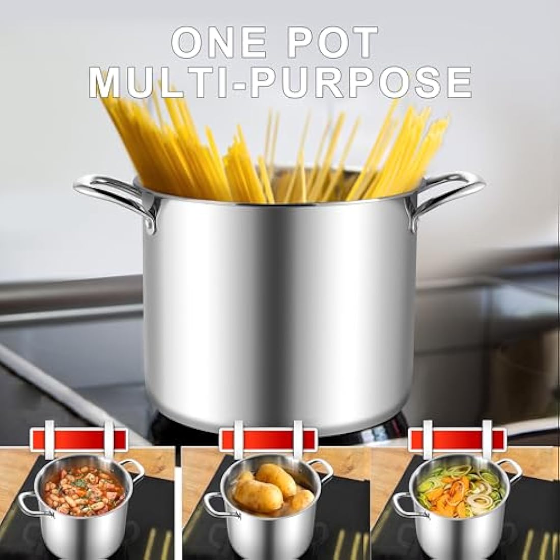 Joyfair 10L Stainless Steel Stock Pot | Tri-Ply Induction Soup Pot