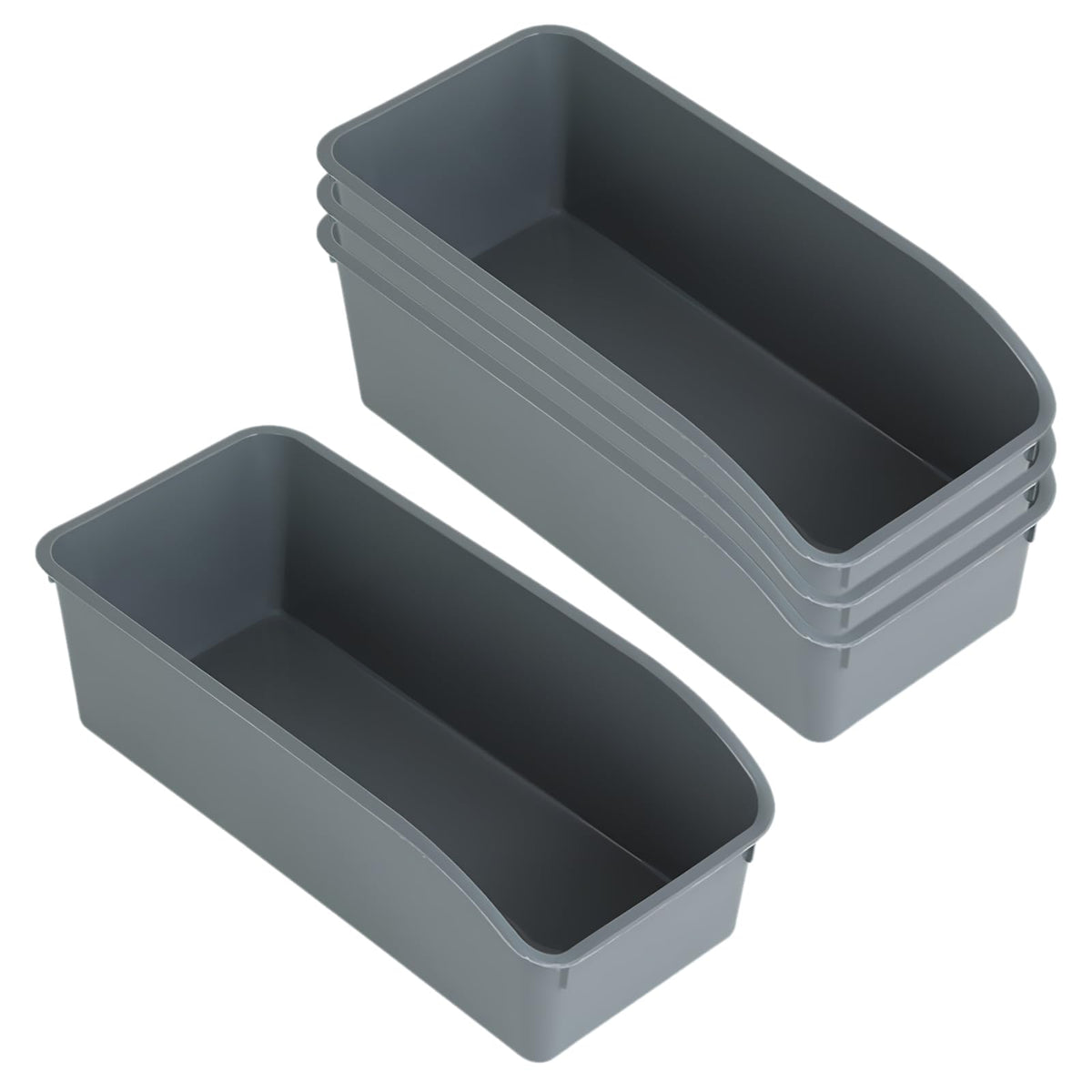 Set of 4 Storage Boxes, Storage Basket, Plastic Organiser Box - image 1