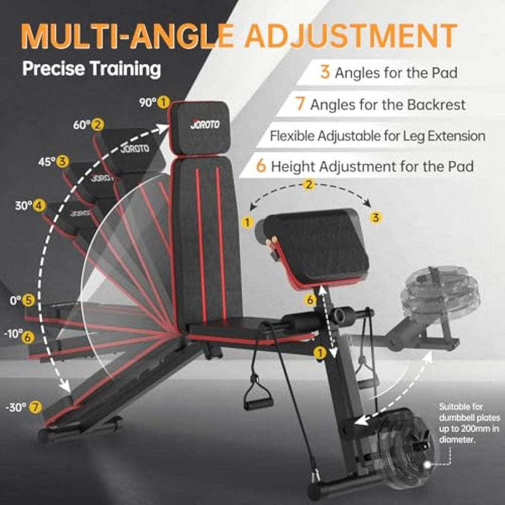 JOROTO Adjustable Weight Bench – Foldable 350KG Capacity Home Gym Bench