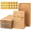 G2PLUS 100 Pcs Brown Kraft Paper Bags with Stickers - 9x6x18 CM