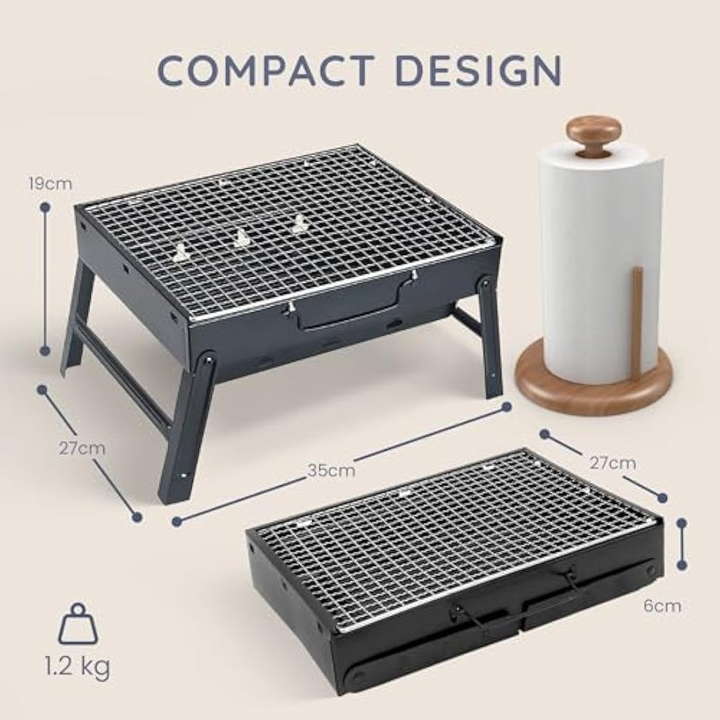 CUQOO Portable Charcoal BBQ Grill – Foldable Stainless Steel Camping Smoker