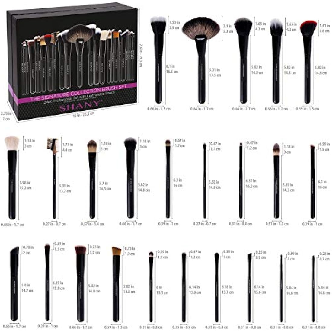SHANY Pro Signature 24pc Makeup Brush Set | Handmade Wooden Handle
