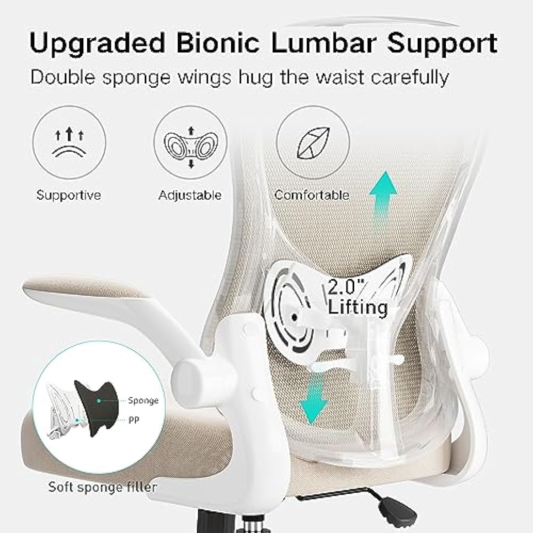 Hbada Ergonomic Office Chair – Mesh Desk Chair with Lumbar Support, Grey