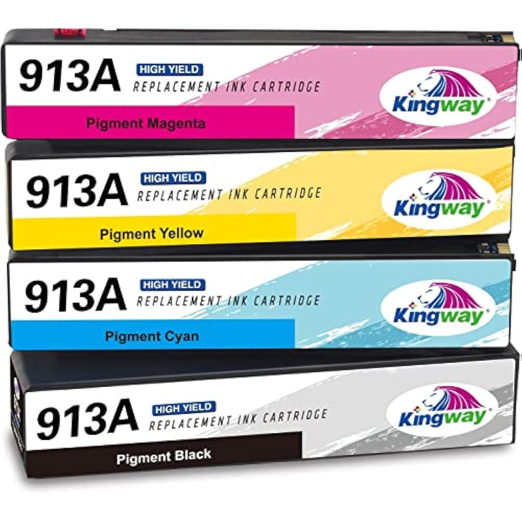 Kingway 913A Ink Cartridges for HP PageWide Pro 477dw 377dw | 4-Pack