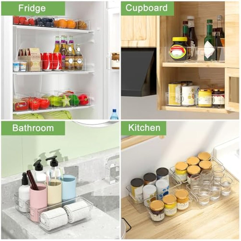 Finew Fridge Organiser Set of 12 | Stackable Clear BPA-Free Storage Bins
