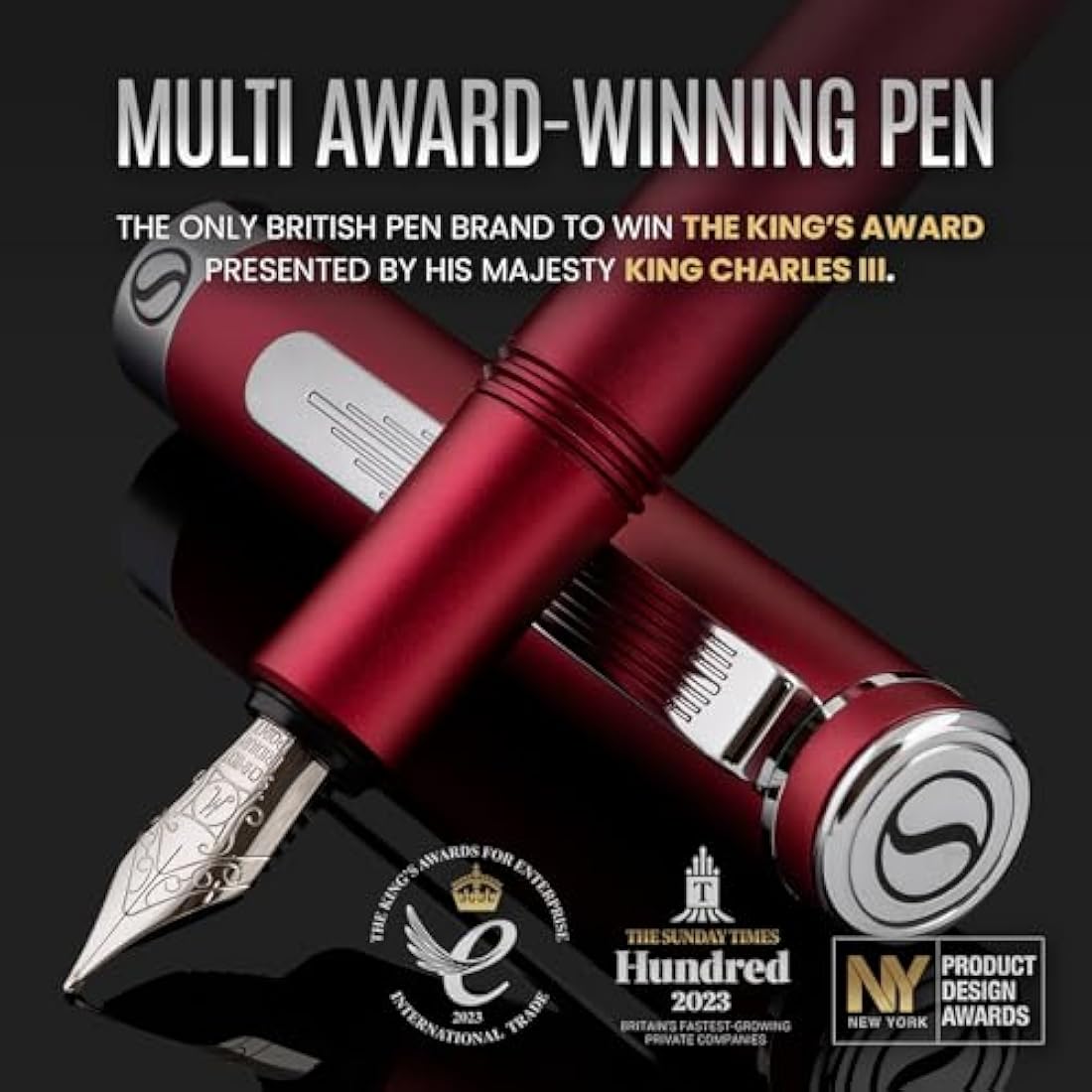 Scriveiner Luxury EDC Fountain Pen – Fine Schmidt Nib, Matt Red Aluminum
