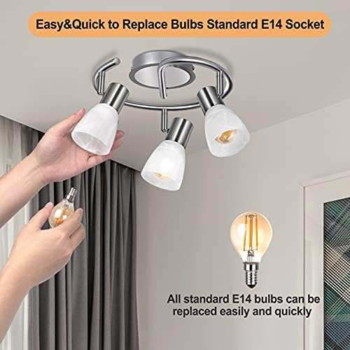 Unikcst 3-Way LED Ceiling Spotlight | Brushed Nickel Rotatable Kitchen Light
