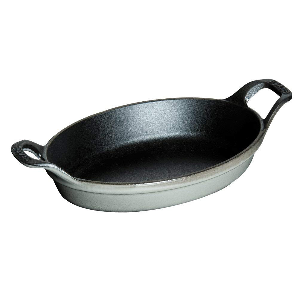 STAUB Oval Roasting Dish – 24 cm Enamelled Cast Iron, Graphite Grey