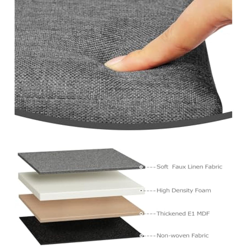 Bonlife Extra Large Folding Storage Ottoman | Grey Linen Bench Trunk