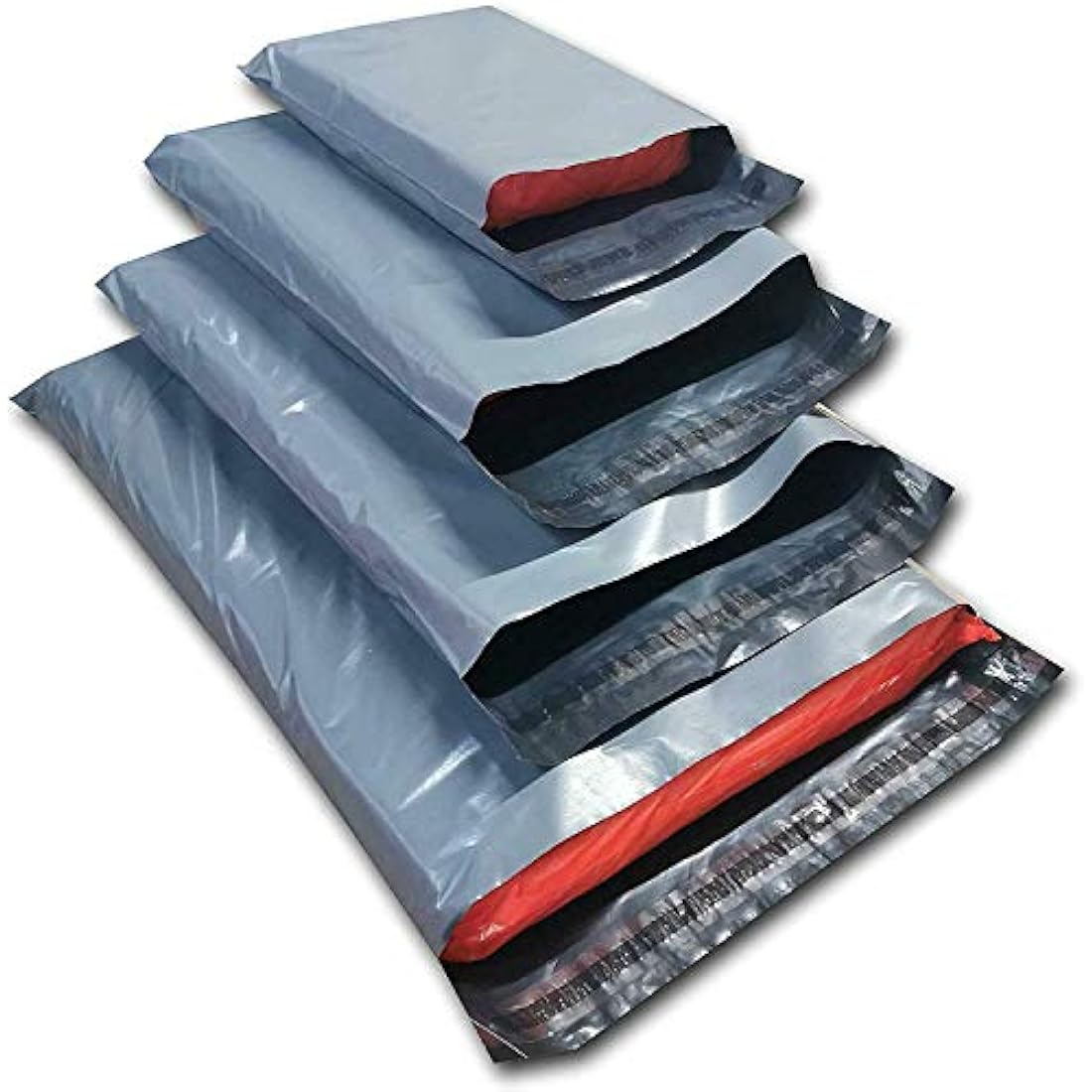 Diamond Packaging 100 Mixed Grey Poly Mailing Bags - 4 Assorted Sizes