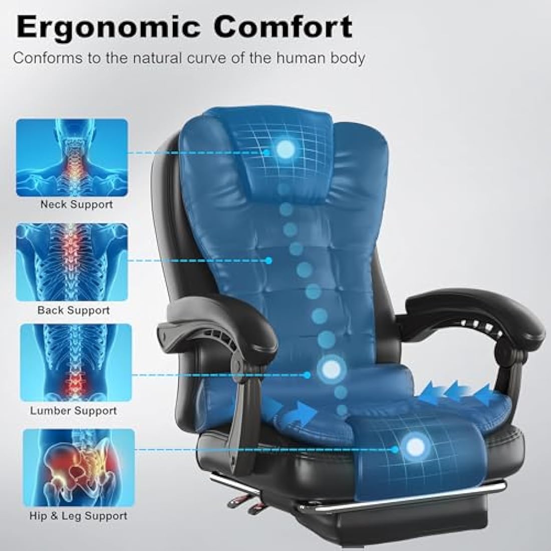 Blisswood Executive Office Chair – Ergonomic Reclining PU Leather Black