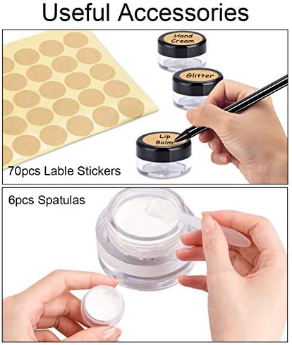 Jolof Store 60-Piece 5ml Clear Plastic Cosmetic Sample Jars for Makeup