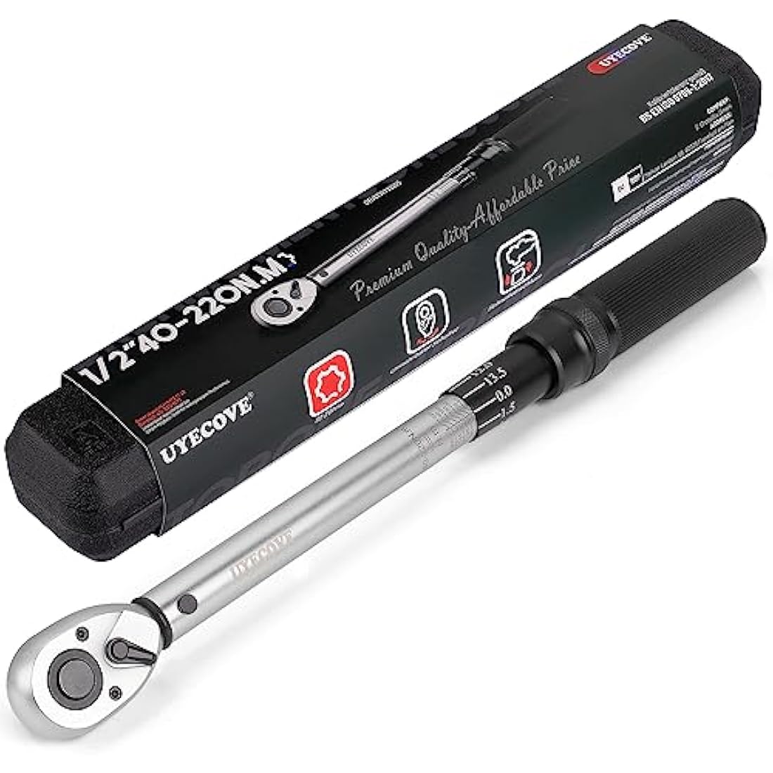 UYECOVE 1/2" Click Torque Wrench, 40-220NM Dual-Direction with Case