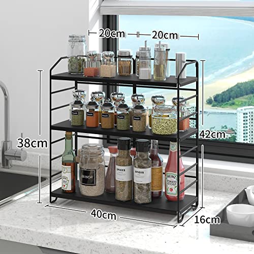 AIRUJIA 3-Tier Spice Rack | Adjustable Stainless Steel Countertop Organizer