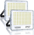 YIQIBRO 100W LED Floodlight Outdoor 2-Pack | IP67 Waterproof 10000LM