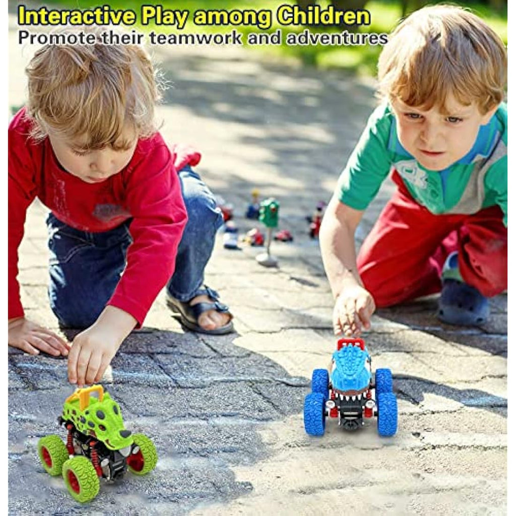 AESTEMON Dinosaur Monster Truck Pull Back Toy Cars for Boys, 2-Pack