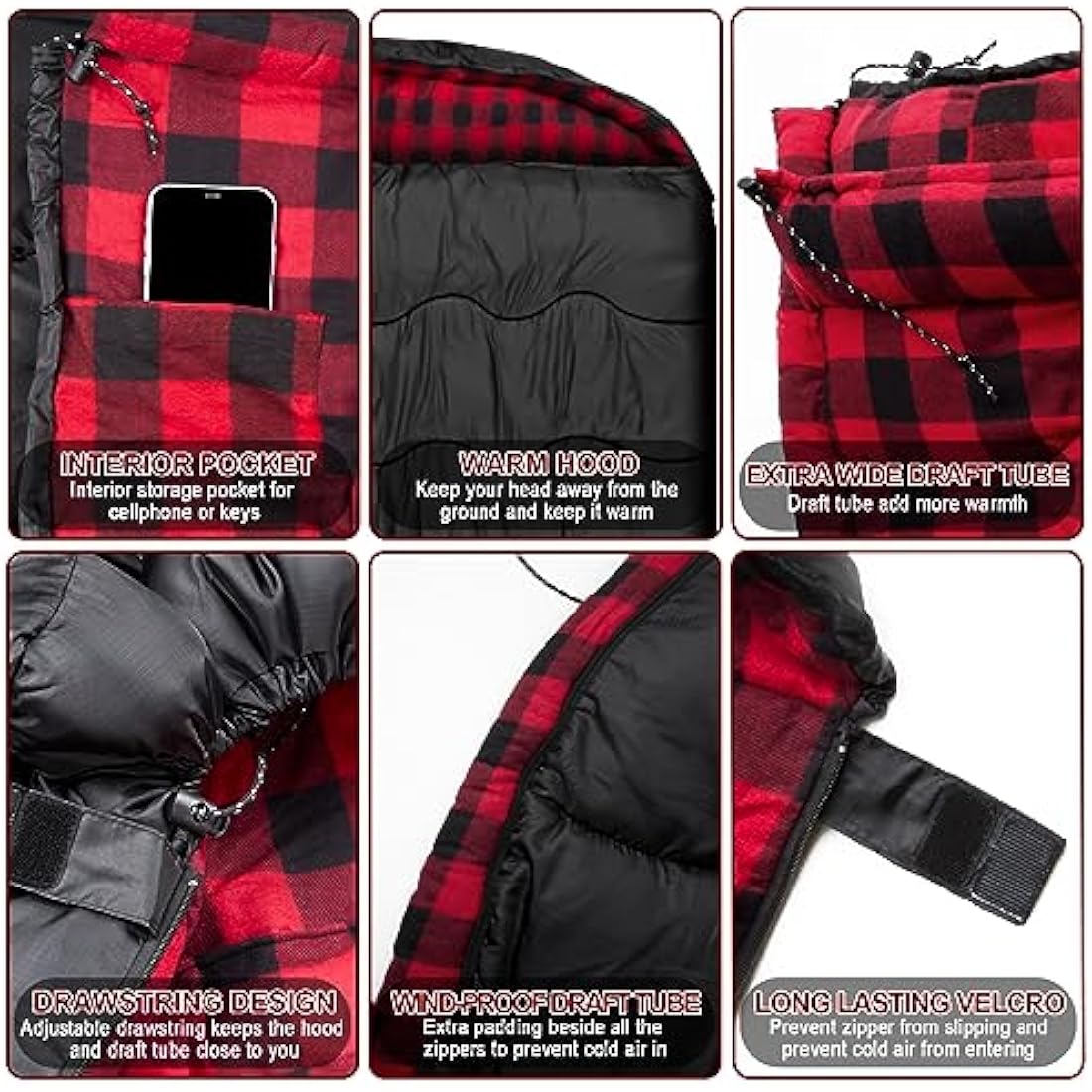 FORINBUY Double Sleeping Bag – Winter Cotton Flannel Queen Size 2 Person