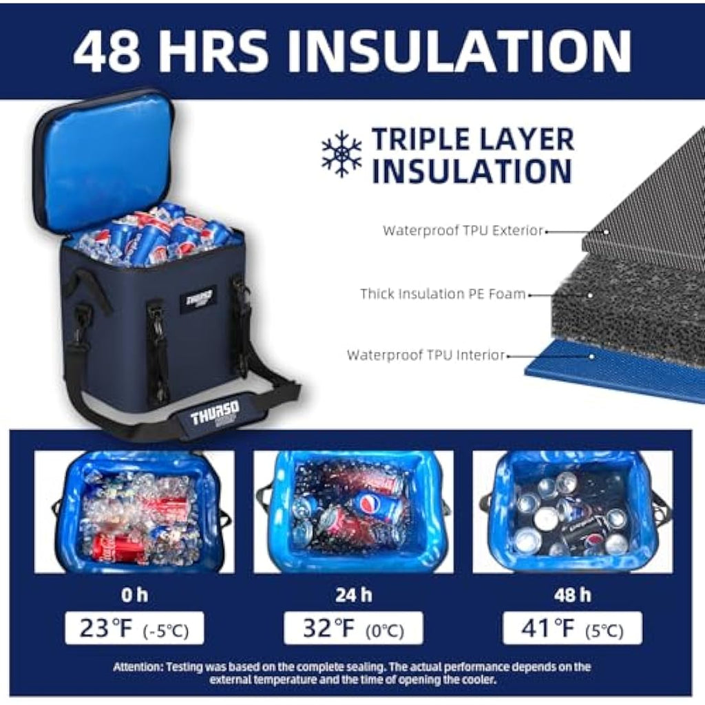 THURSO SURF 24 Can Soft Cooler Bag – 48hr Insulated Waterproof Floating