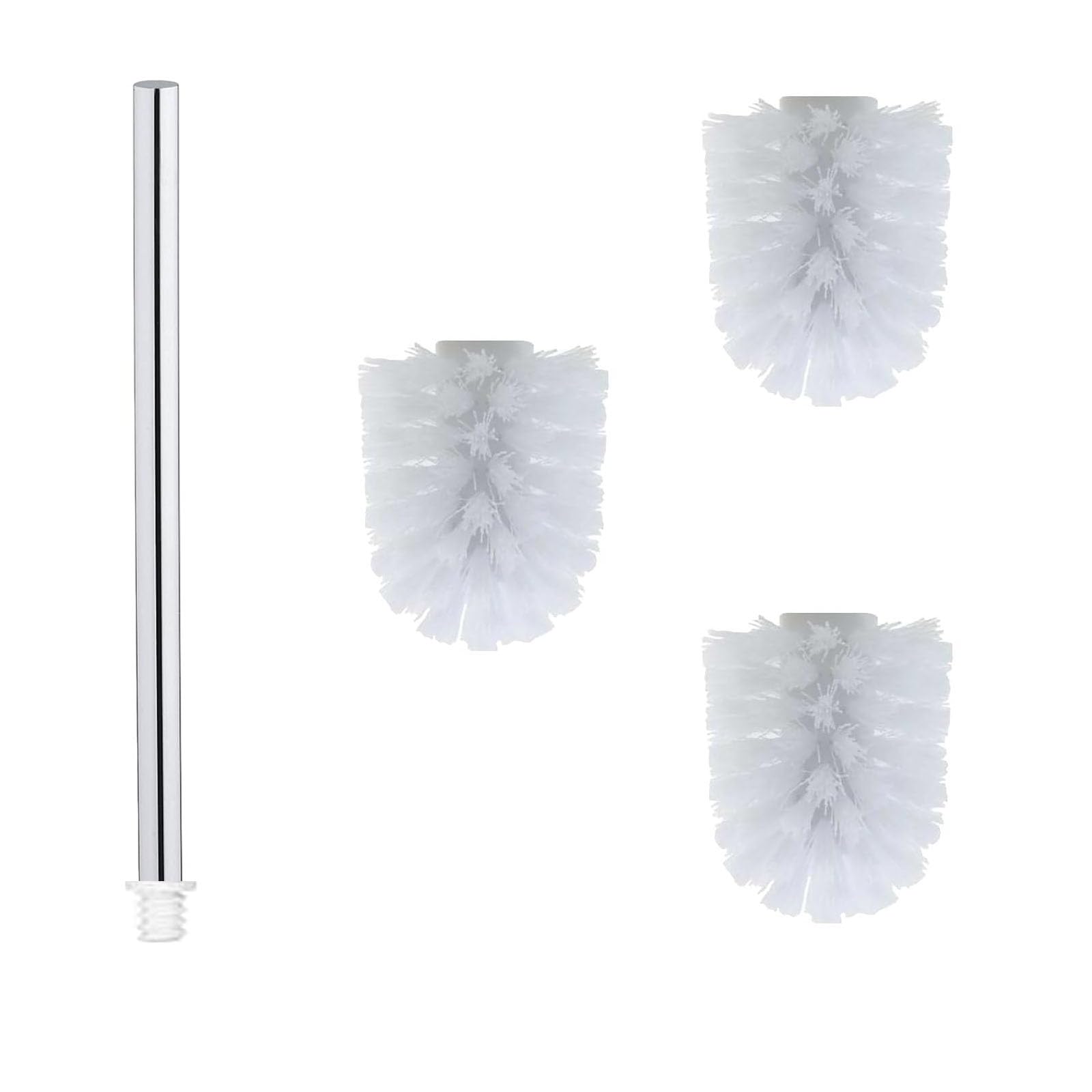 WAVEWO Stainless Steel Toilet Brush Set – 3 Heads & Rustproof Handle