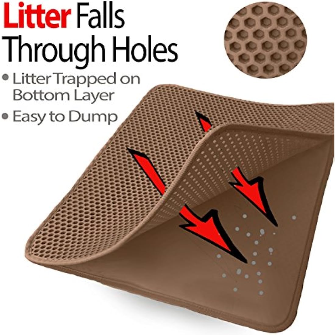 iPrimio Cat Litter Mat – 32" x 30" Large Waterproof Litter Trapper, Brown