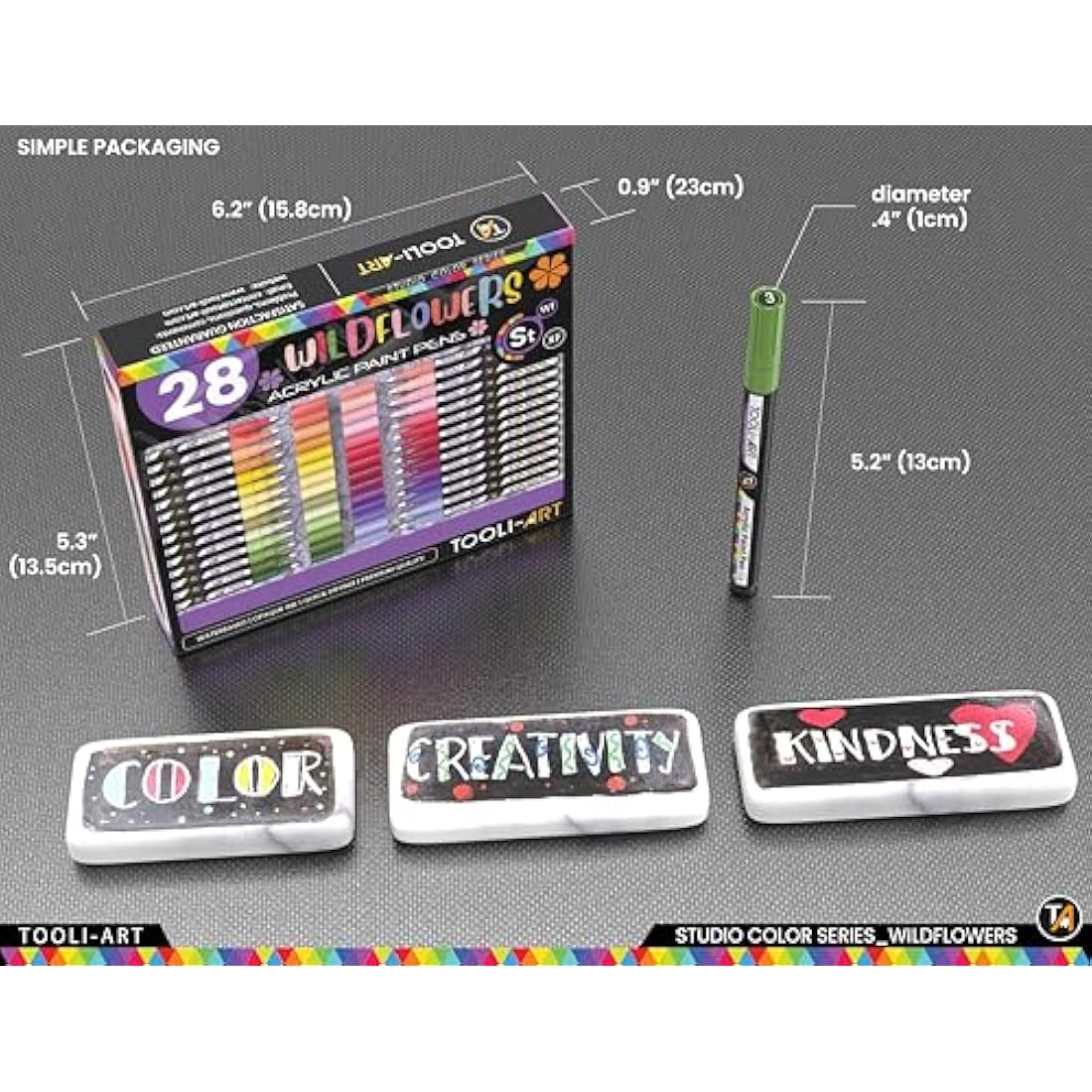 TOOLI-ART 28 Wildflower Acrylic Paint Pens – 0.7mm Extra Fine Tip Markers