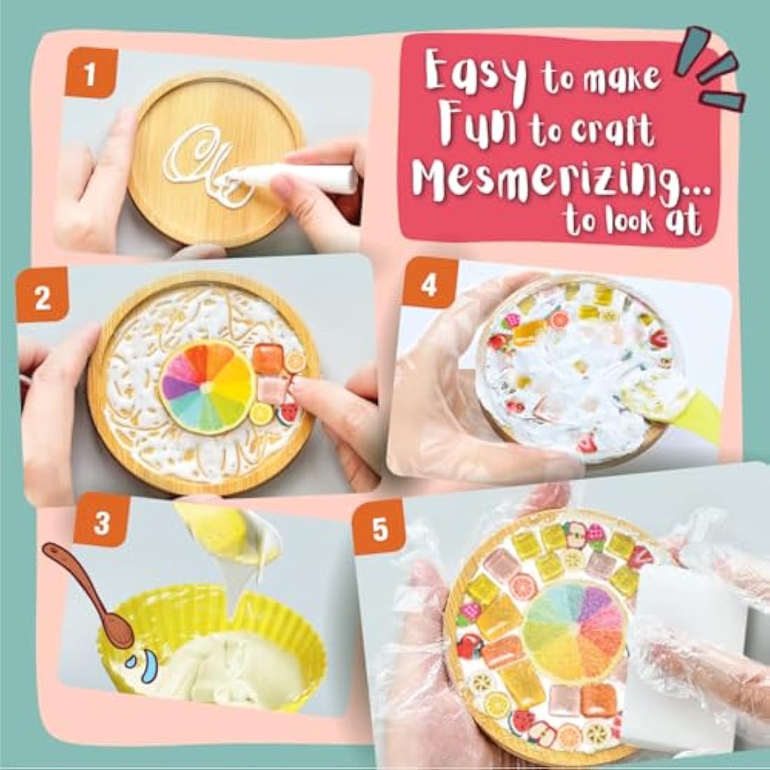 Jolof Store Mosaic Coaster Craft Kit – DIY Glass Tile Art for Kids
