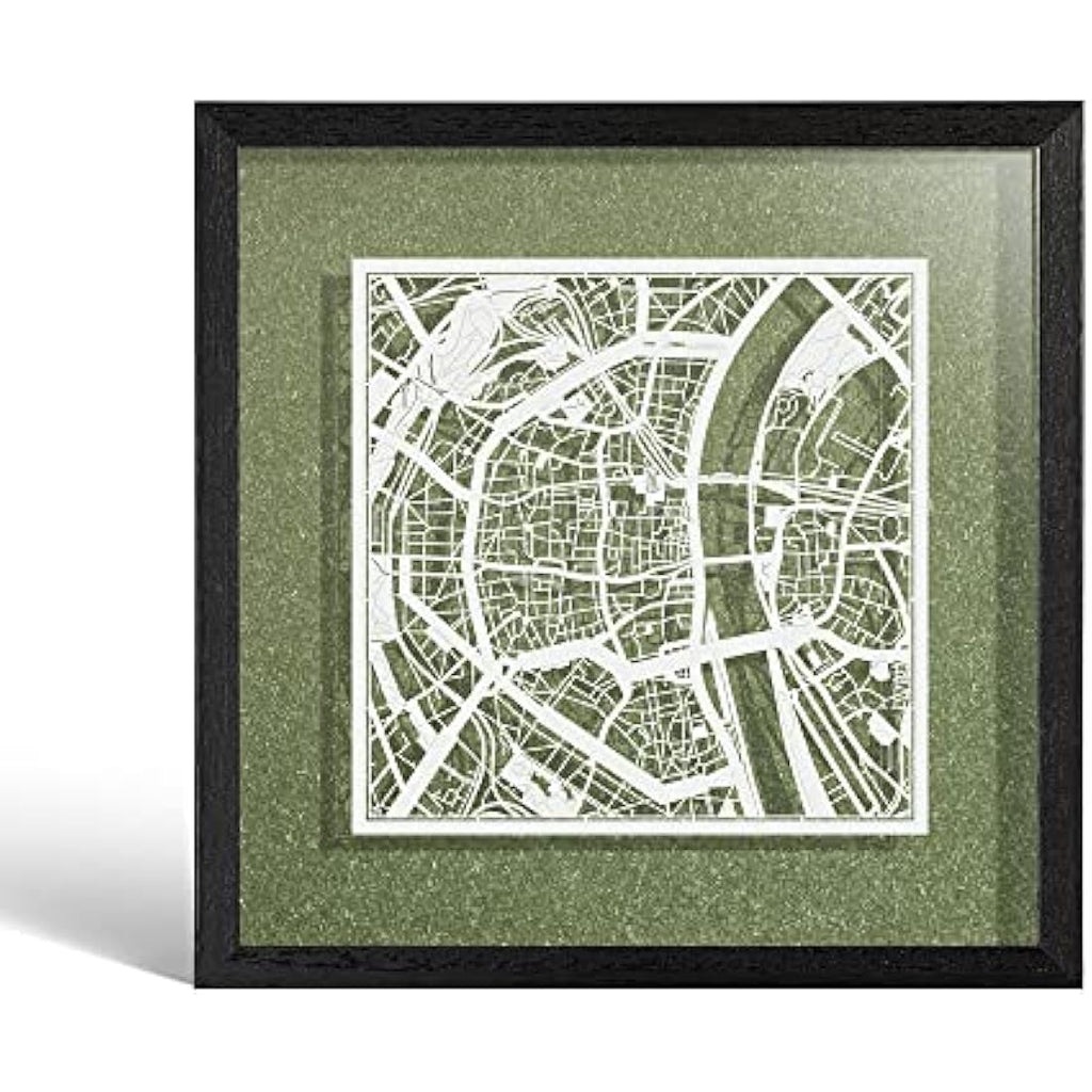 Cologne Paper Map Wall Art | O3 Design Studio Framed Decor, 9x9