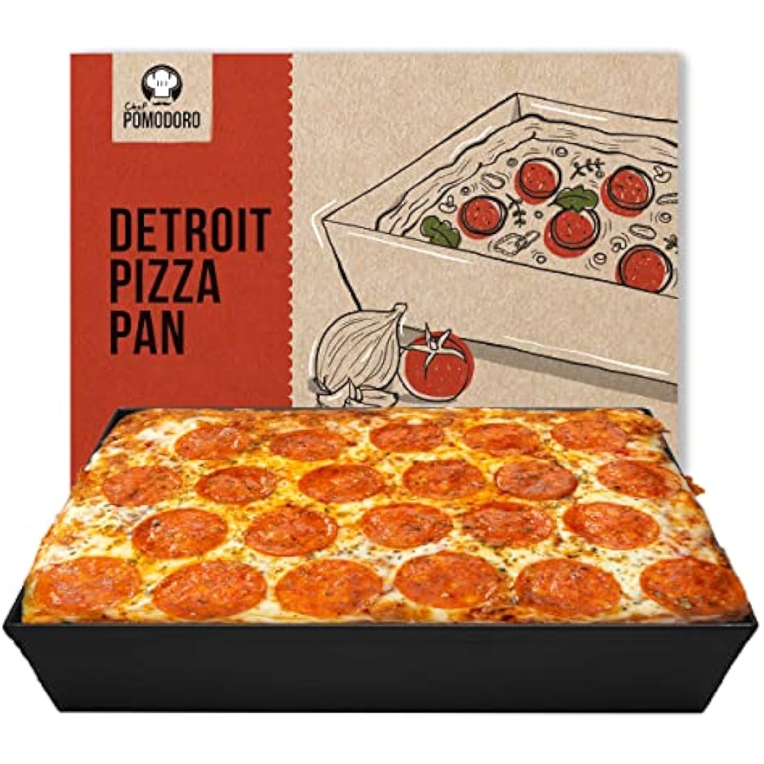 Chef Pomodoro Detroit Style Pizza Pan - 14x10 Hard Anodized Aluminum