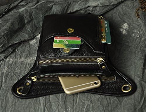 Le'aokuu Mens Genuine Leather Motorcycle Drop Leg Bag | Waist Pack