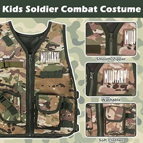 Jolof Store Kids Military Soldier Costume Set with Toy Shotgun & Helmet