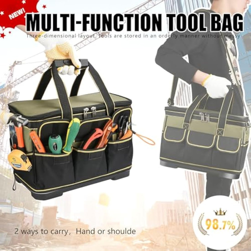 Noosverl Heavy Duty Tool Bag | Waterproof Oxford Storage Tote with Strap