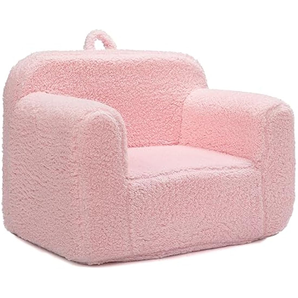 BEJOY Kids Sherpa Foam Chair – Ultra-Soft Toddler Reading Couch, Pink