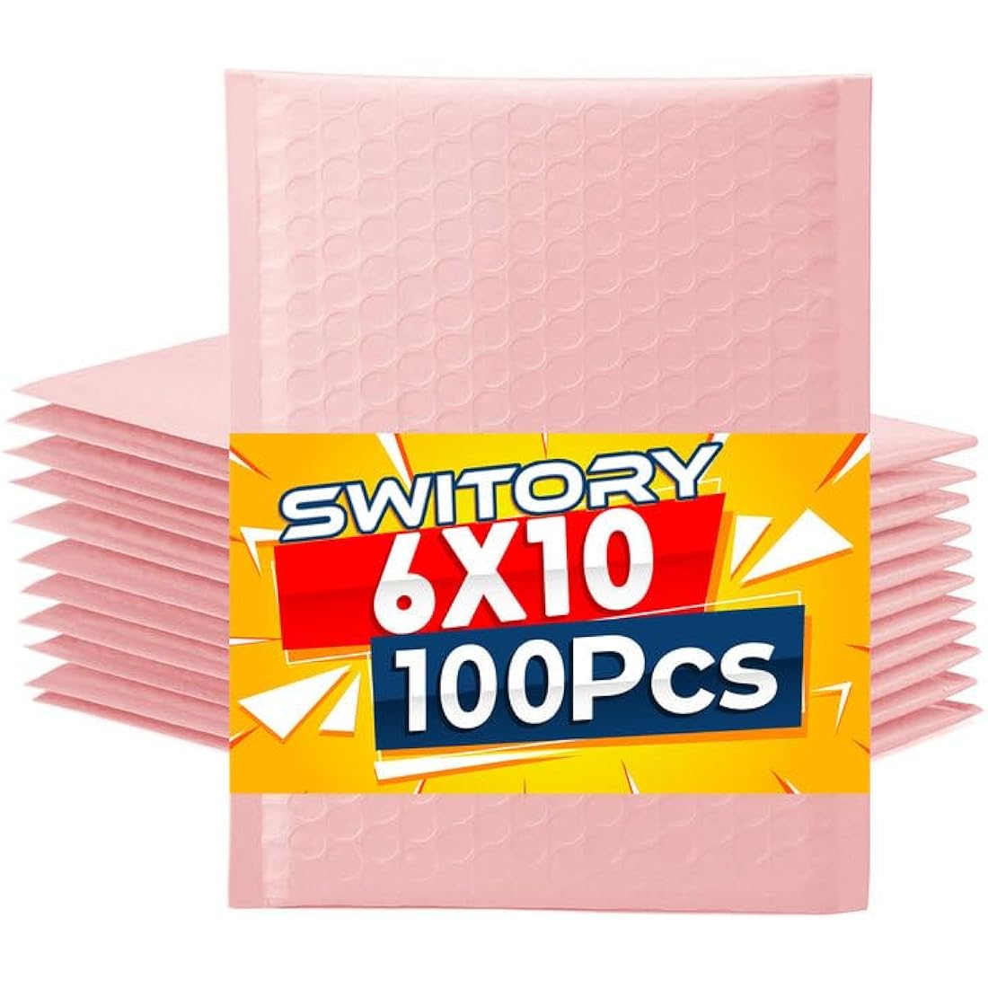Switory 100 Pack Poly Bubble Mailers | 15.3x22.9cm Pale Pink Padded Envelopes