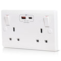 Jolof Store 2 Gang UK Wall Socket | 20W USB-C Fast Charging | White
